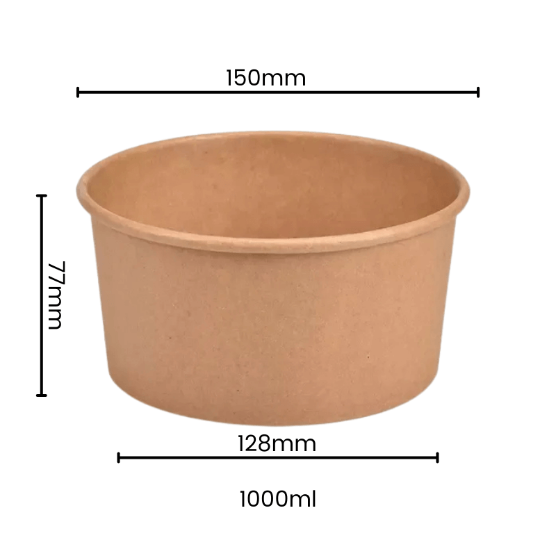 Starter Pack Salad Paper Bowl + Logo Sticker Bundle (500ml / 1000ml / 1100ml / 1300ml) - ecoaralon