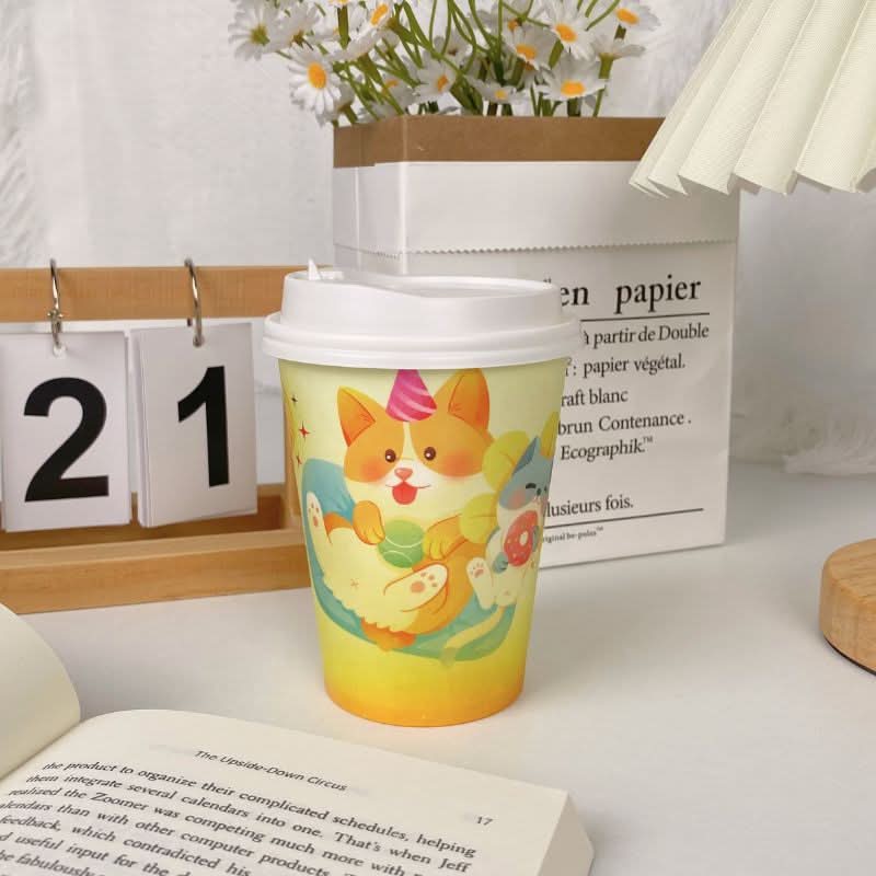 12oz Premium Multicolor WaterProof Custom Printed Single Wall Cups - ecoaralon