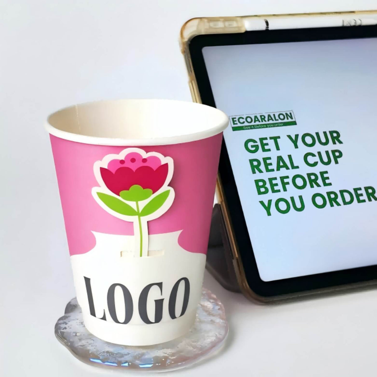 Small order 100pcs Custom Printed Paper Cups With Lids 8oz|10oz|12oz|16oz Premium Multicolor WaterProof - ecoaralon