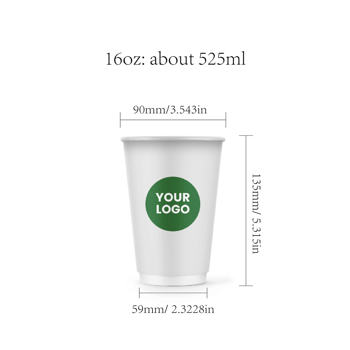 16oz Custom Printed Double Wall Paper Cups Premium Multicolor WaterProof