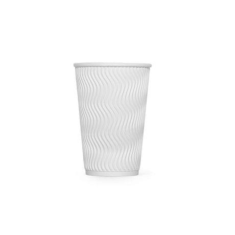 500pcs | 16 oz. Blank Ripple-Walled Paper Cup(White) - ecoaralon