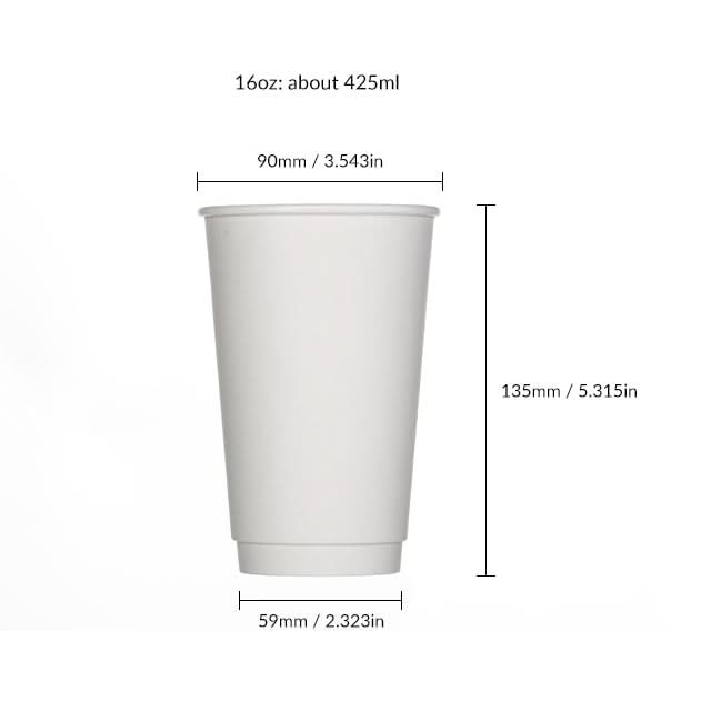 500pcs | 16 oz. Blank Double Walled Paper Cup - ecoaralon