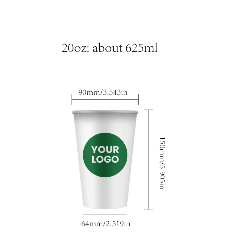 Custom 20oz Single Wall Cold Paper Cups (100 pcs/Pack, 500pcs/Case)