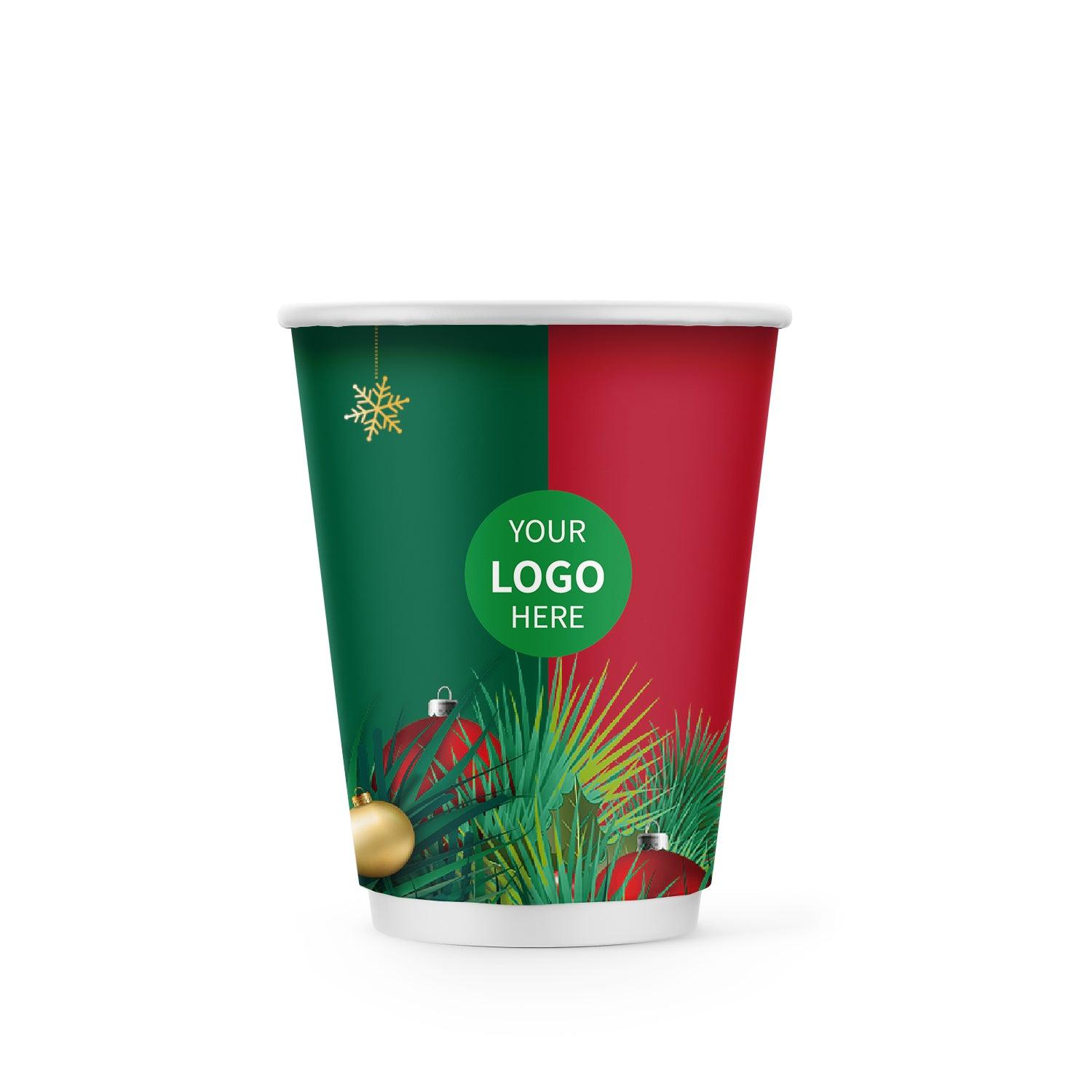 12 oz. Holiday Recyclable Paper Cup - Gingerbread Bash (Brown