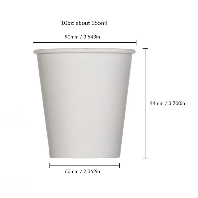 1000pcs | 10 oz. Blank Single-Walled Paper Cup - ecoaralon