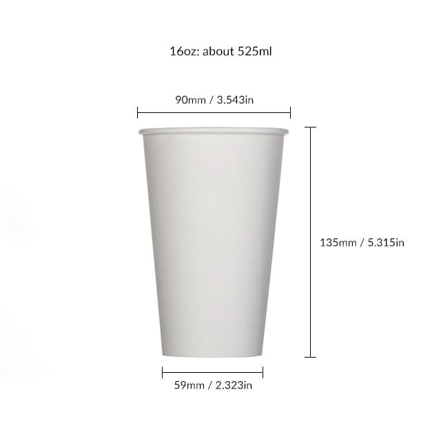 1000pcs | 16 oz. Blank Single-Walled Paper Cup - ecoaralon
