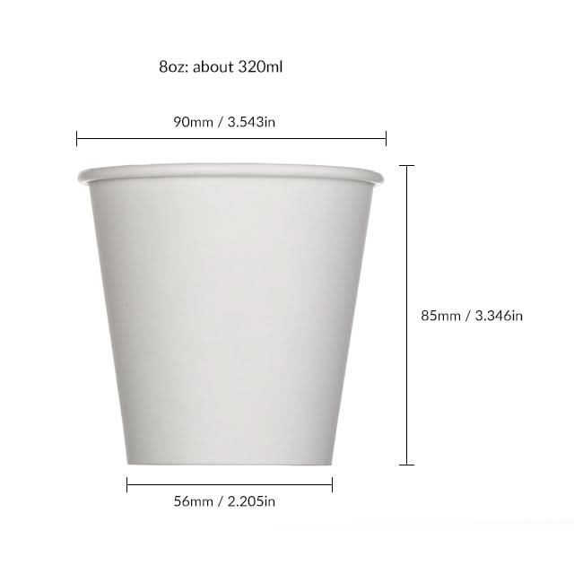 1000pcs | 8 oz. Blank Single-Walled Paper Cup - ecoaralon