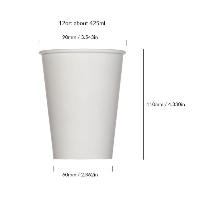 1000pcs | 12 oz. Blank Single-Walled Paper Cup - ecoaralon