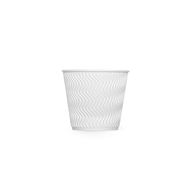 500pcs | 8 oz. Blank Ripple-Walled Paper Cup(White) - ecoaralon