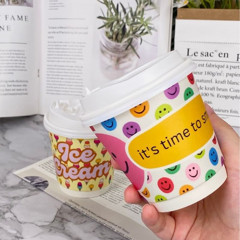8oz Premium Multicolor WaterProof Custom Printed Double Wall Cups - ecoaralon