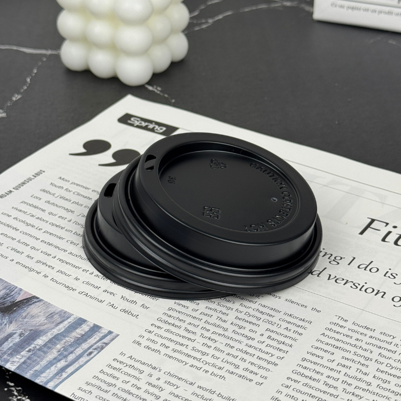 Black Flat Lid PS For 8/10/12/16/20 oz. Paper Cup - ecoaralon