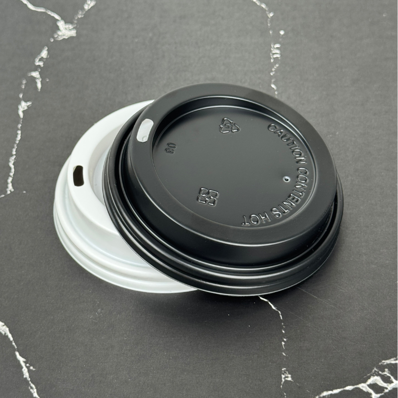 Black Flat Lid PS For 8/10/12/16/20 oz. Paper Cup - ecoaralon