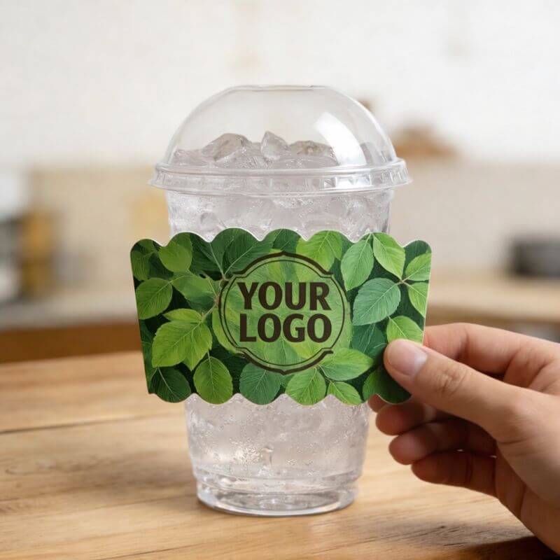 Blank Cups + Custom Printed Coffee Cup Sleeves Bundle - ecoaralon