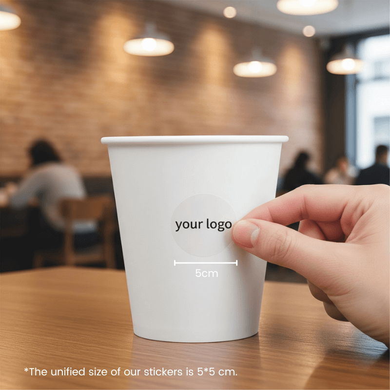 Starter Pack Blank Paper Cups + Logo Stickers Bundle (8oz / 10oz / 12oz / 16oz – Single Wall / Double Wall) - ecoaralon