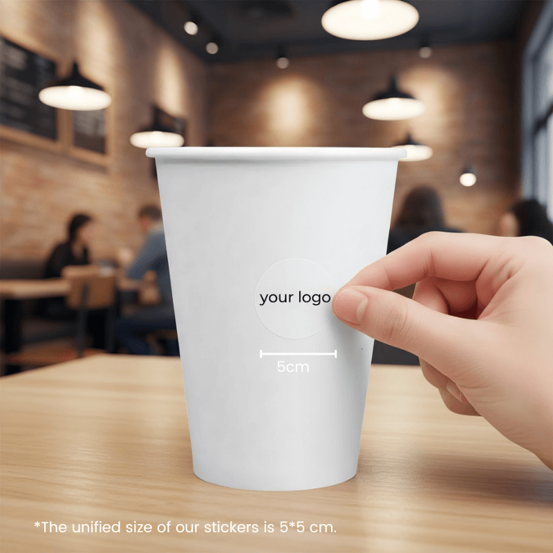 Starter Pack Blank Paper Cups + Logo Stickers Bundle (8oz / 10oz / 12oz / 16oz – Single Wall / Double Wall) - ecoaralon
