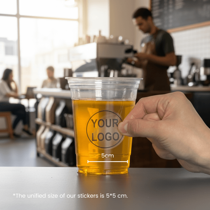Starter Pack Blank Plastic Cups + Logo Stickers Bundle (12oz / 16oz / 20oz / 24oz) - ecoaralon