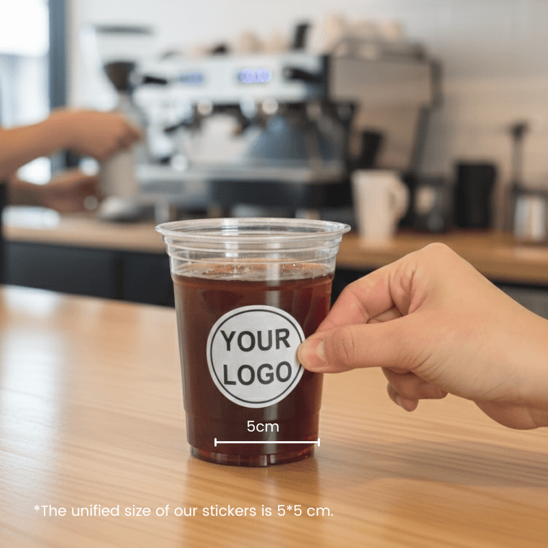 Starter Pack Blank Plastic Cups + Logo Stickers Bundle (12oz / 16oz / 20oz / 24oz) - ecoaralon