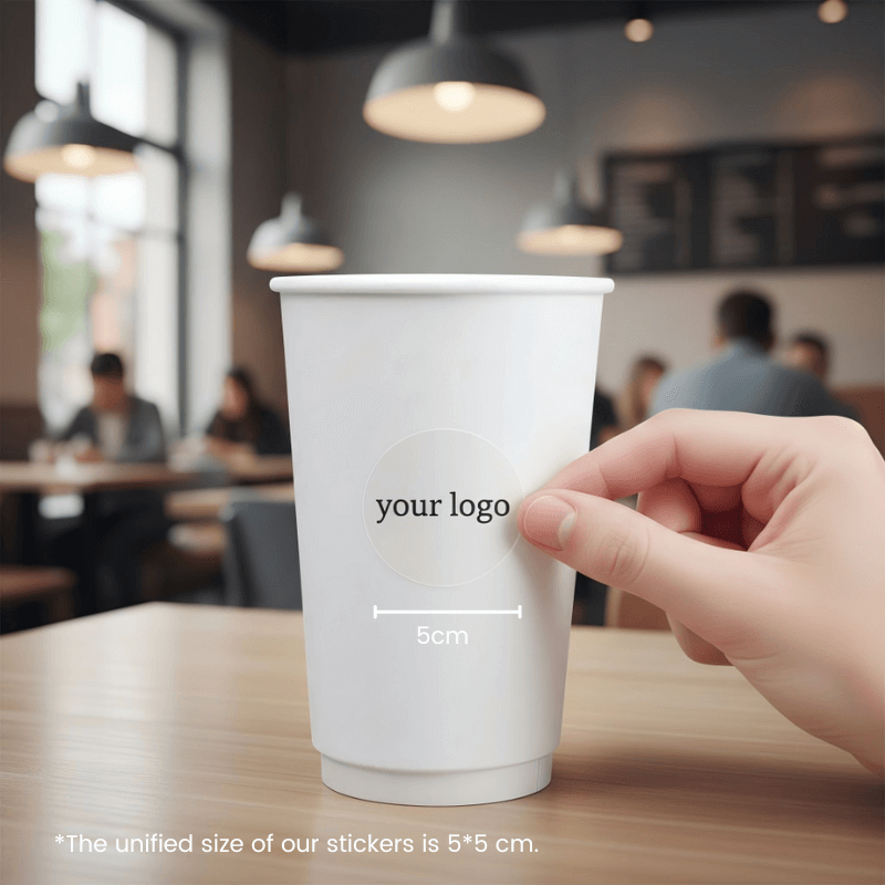 Starter Pack Blank Paper Cups + Logo Stickers Bundle (8oz / 10oz / 12oz / 16oz – Single Wall / Double Wall) - ecoaralon