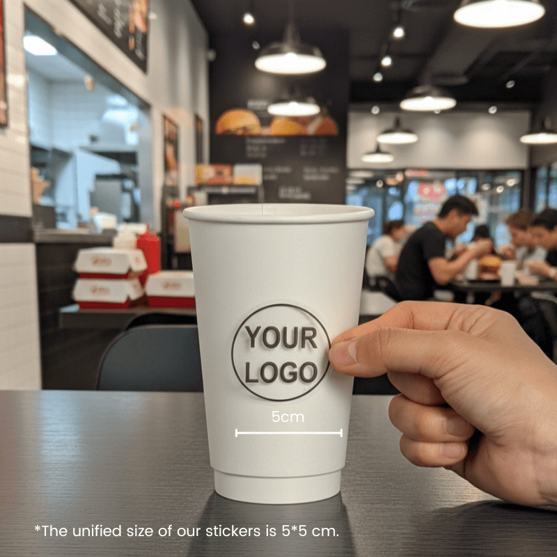 Starter Pack Blank Paper Cups + Logo Stickers Bundle (8oz / 10oz / 12oz / 16oz – Single Wall / Double Wall) - ecoaralon