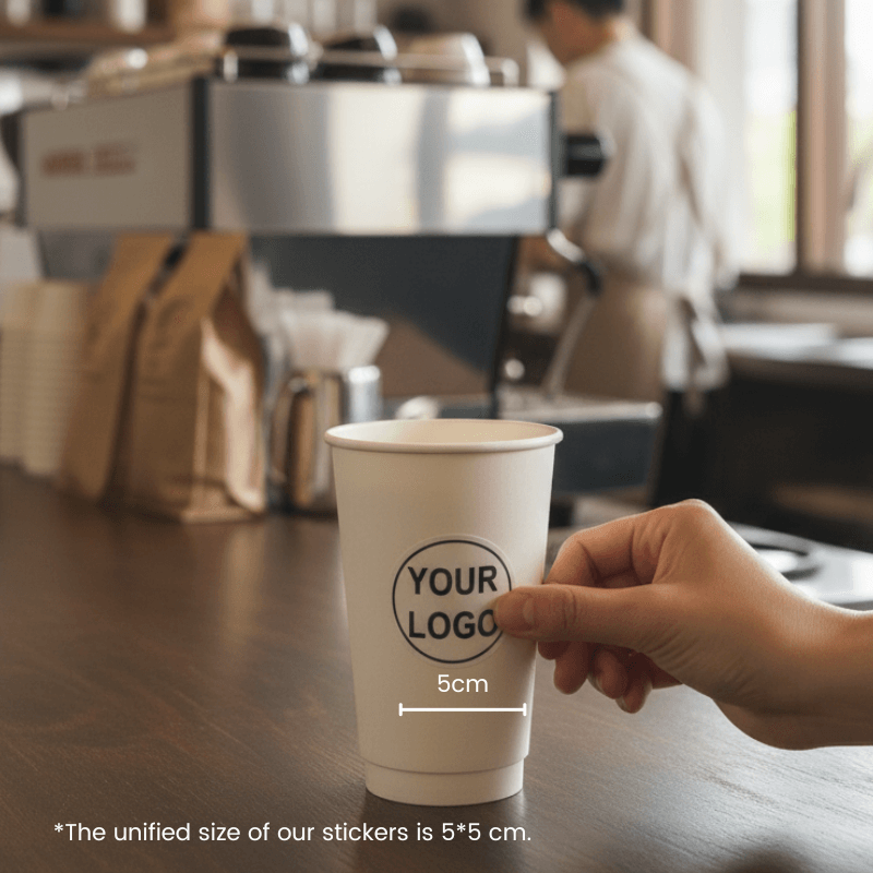 Starter Pack Blank Paper Cups + Logo Stickers Bundle (8oz / 10oz / 12oz / 16oz – Single Wall / Double Wall) - ecoaralon