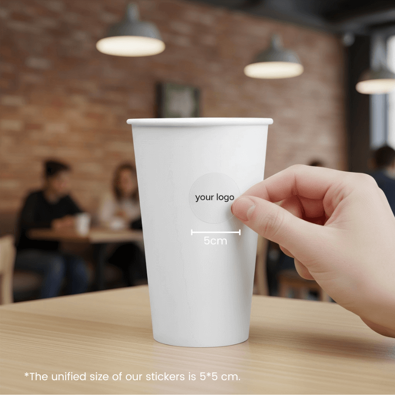 Starter Pack Blank Paper Cups + Logo Stickers Bundle (8oz / 10oz / 12oz / 16oz – Single Wall / Double Wall) - ecoaralon