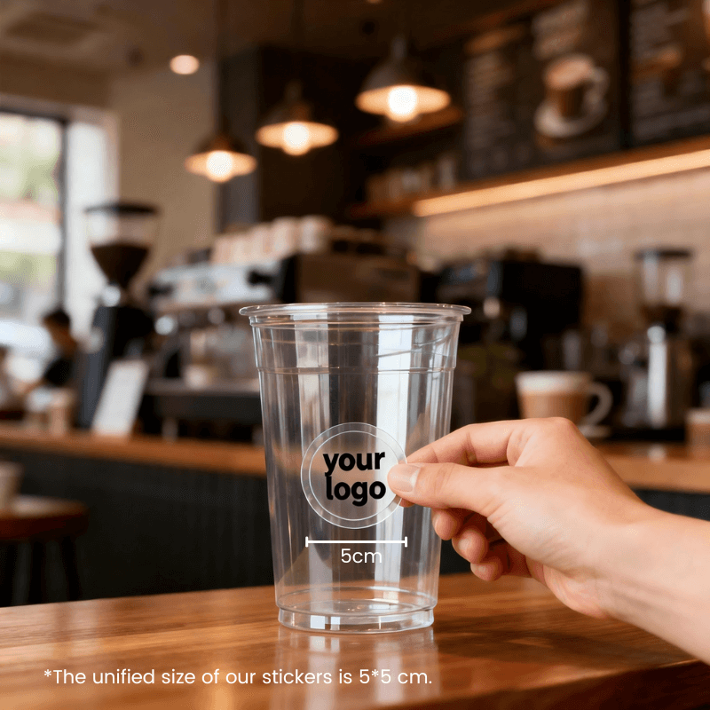 Starter Pack Blank Plastic Cups + Logo Stickers Bundle (12oz / 16oz / 20oz / 24oz) - ecoaralon