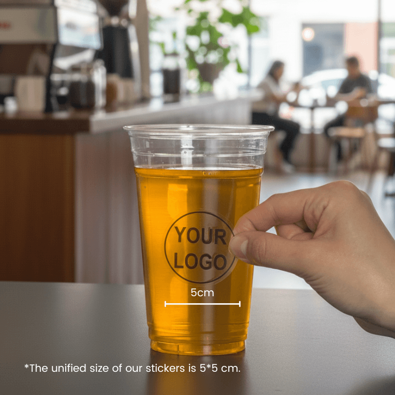 Starter Pack Blank Plastic Cups + Logo Stickers Bundle (12oz / 16oz / 20oz / 24oz) - ecoaralon