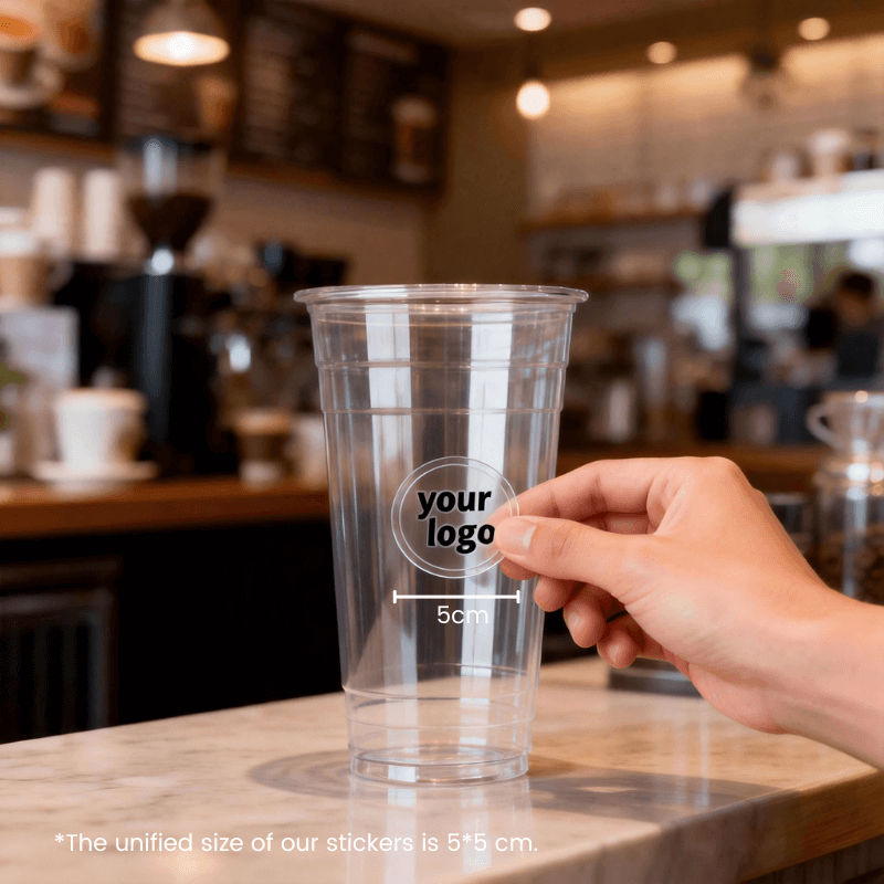 Starter Pack Blank Plastic Cups + Logo Stickers Bundle (12oz / 16oz / 20oz / 24oz) - ecoaralon
