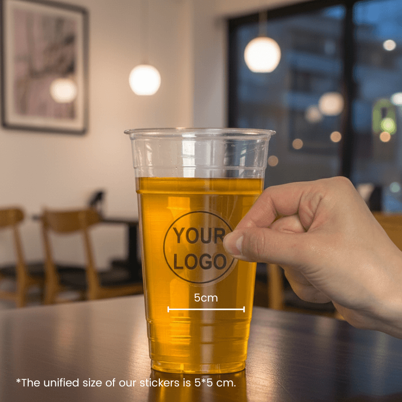 Starter Pack Blank Plastic Cups + Logo Stickers Bundle (12oz / 16oz / 20oz / 24oz) - ecoaralon