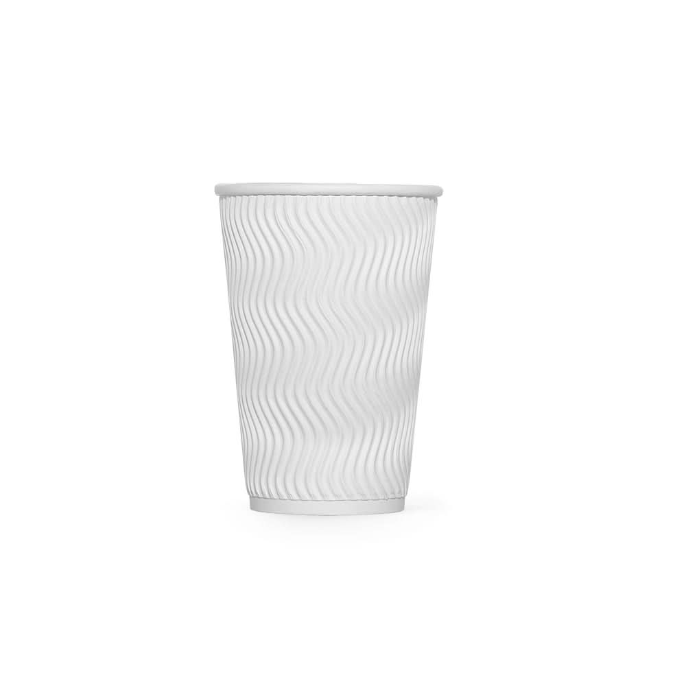 500pcs | 16 oz. Blank Ripple-Walled Paper Cup(White) – ecoaralon