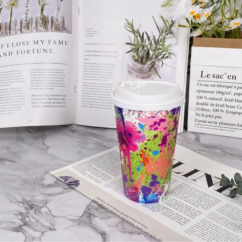 16oz Premium Multicolor WaterProof Custom Printed Single Wall Cups - ecoaralon
