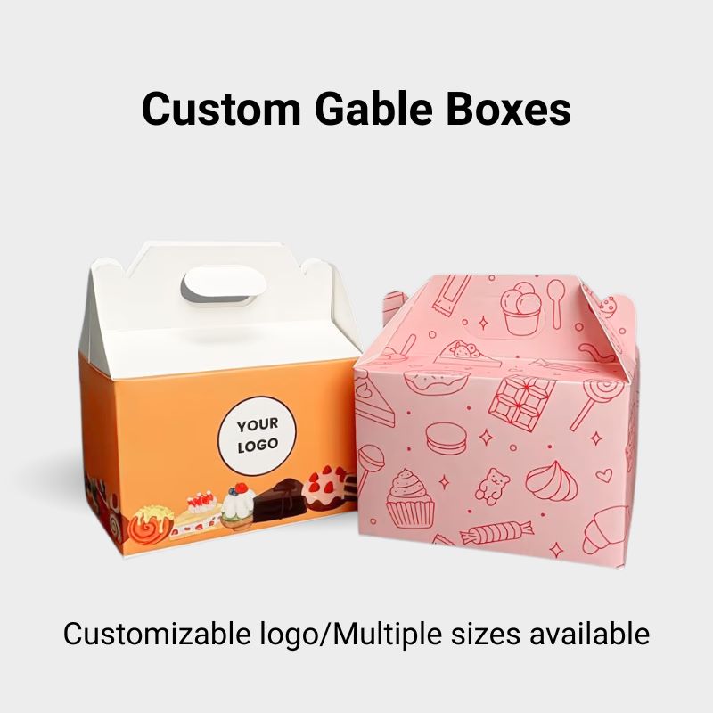 Custom Printed Gable Cake Boxes (With Handle) - ecoaralon