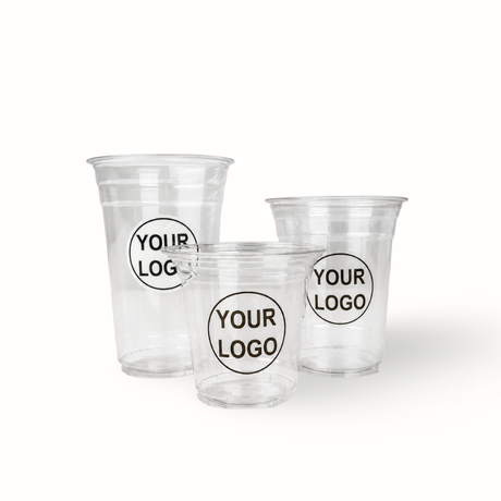 Custom printed clear PET plastic cup for cold beverages