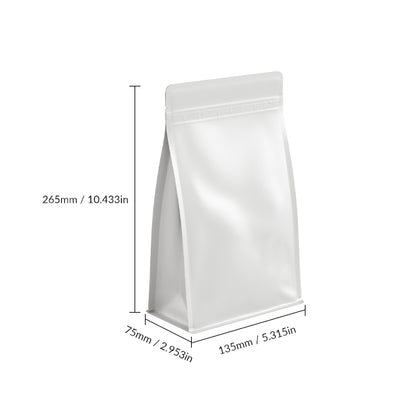 50 pcs(16 oz/1 lb) Coffee Bags with Valve, High Barrier Aluminum Foil Flat Bottom Standing Empty Coffee Beans Storage Bag,Reusable Heat Sealable Side Zipper Pouches for Home or Store (white)