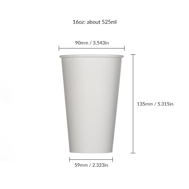 16 oz. Blank Single-Walled Paper Cup