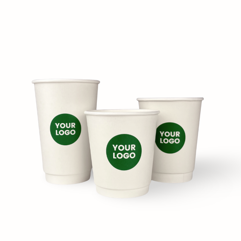 Custom printed double wall paper hot cup with fitted lid