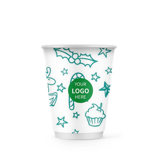 12 oz. Holiday Custom Printed Double Walled Paper Cup - 21 - ecoaralon