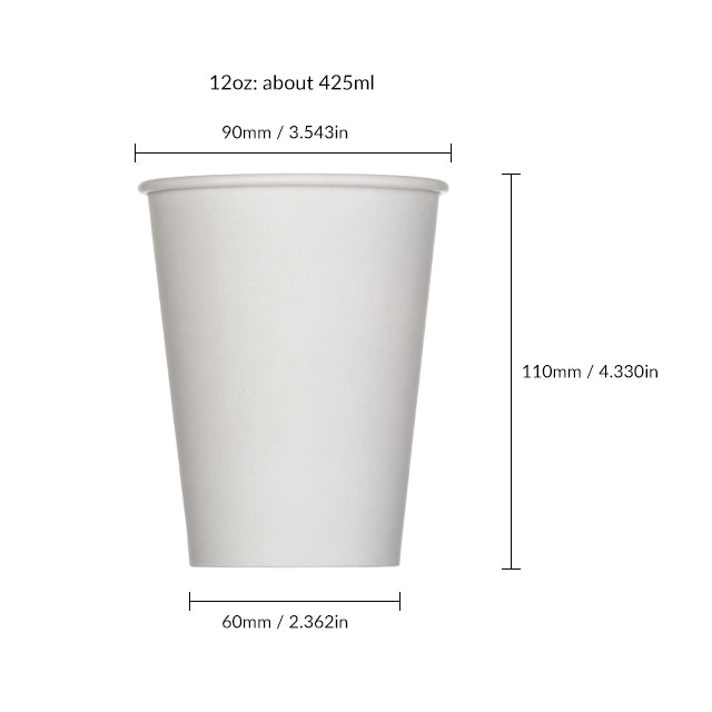 12 oz. Blank Single-Walled Paper Cup