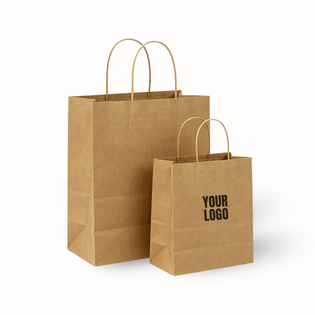 Custom printed kraft paper takeaway bag with twisted handles