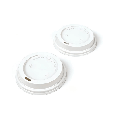 White Flat Lid For 10/12/16/20 oz. Compostable Single Wall Paper Cup - ECOARALON