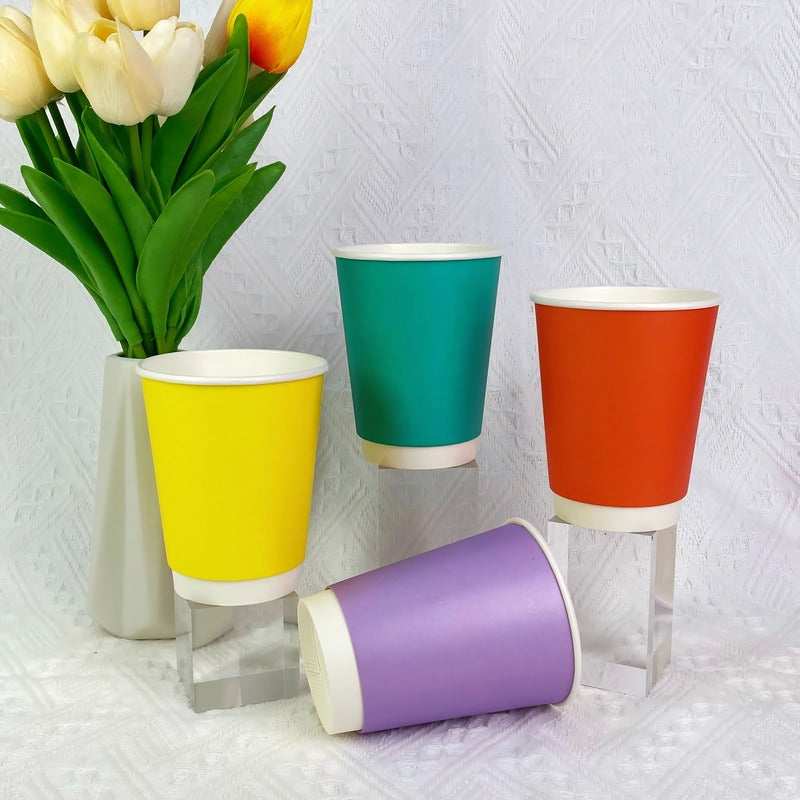 Best Seller 500pcs Color Double Wall Paper Cups 8oz/10oz/12oz/16oz