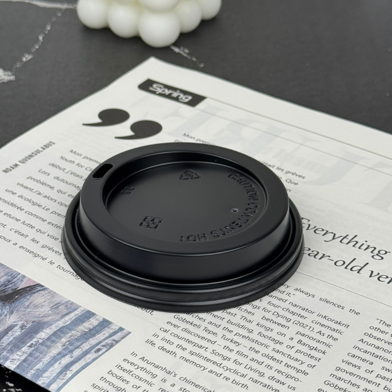 Black Flat Lid PS For 8/10/12/16/20 oz. Paper Cup - ecoaralon