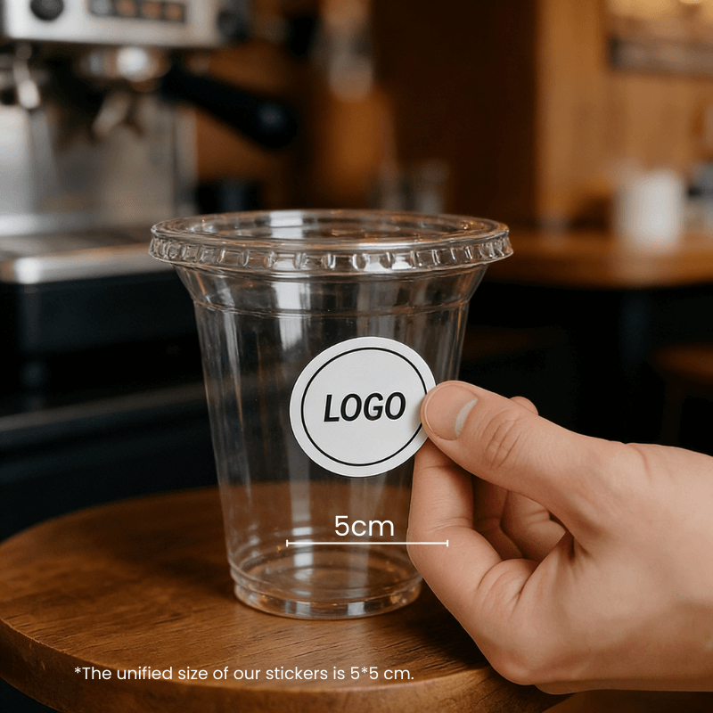 Starter Pack Blank Plastic Cups + Logo Stickers Bundle (12oz / 16oz / 20oz / 24oz) - ecoaralon
