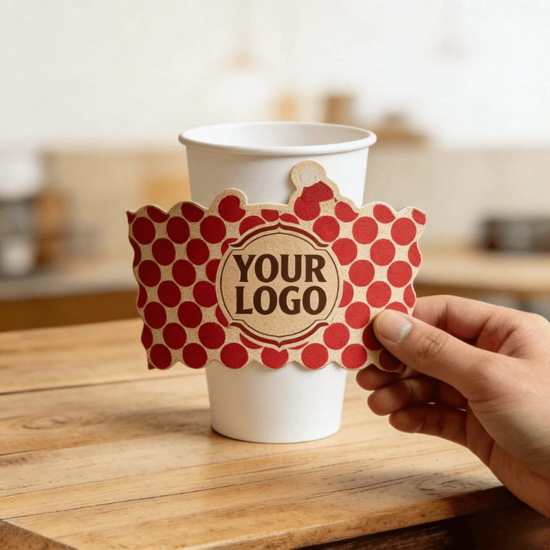 Blank Cups + Custom Printed Coffee Cup Sleeves Bundle - ecoaralon