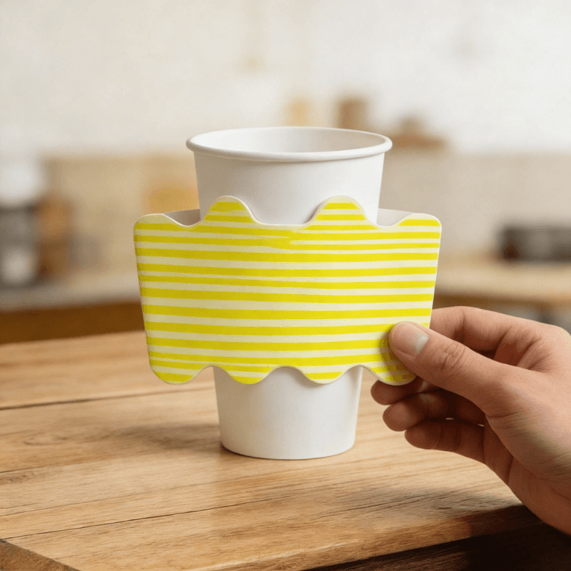 Blank Cups + Custom Printed Coffee Cup Sleeves Bundle - ecoaralon