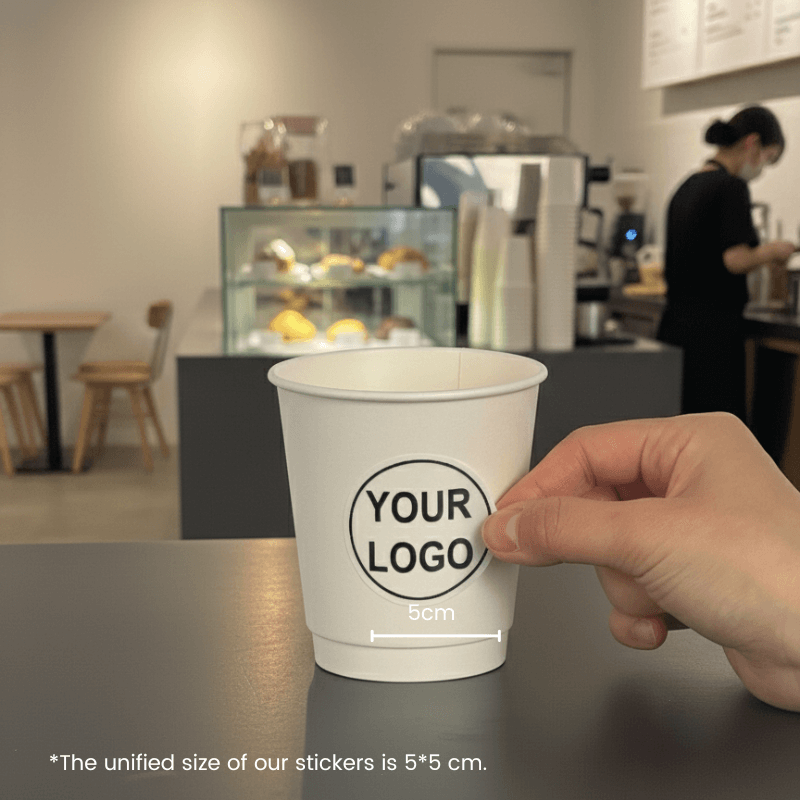 Starter Pack Blank Paper Cups + Logo Stickers Bundle (8oz / 10oz / 12oz / 16oz – Single Wall / Double Wall) - ecoaralon