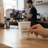 Starter Pack Blank Paper Cups + Logo Stickers Bundle (8oz / 10oz / 12oz / 16oz – Single Wall / Double Wall) - ecoaralon