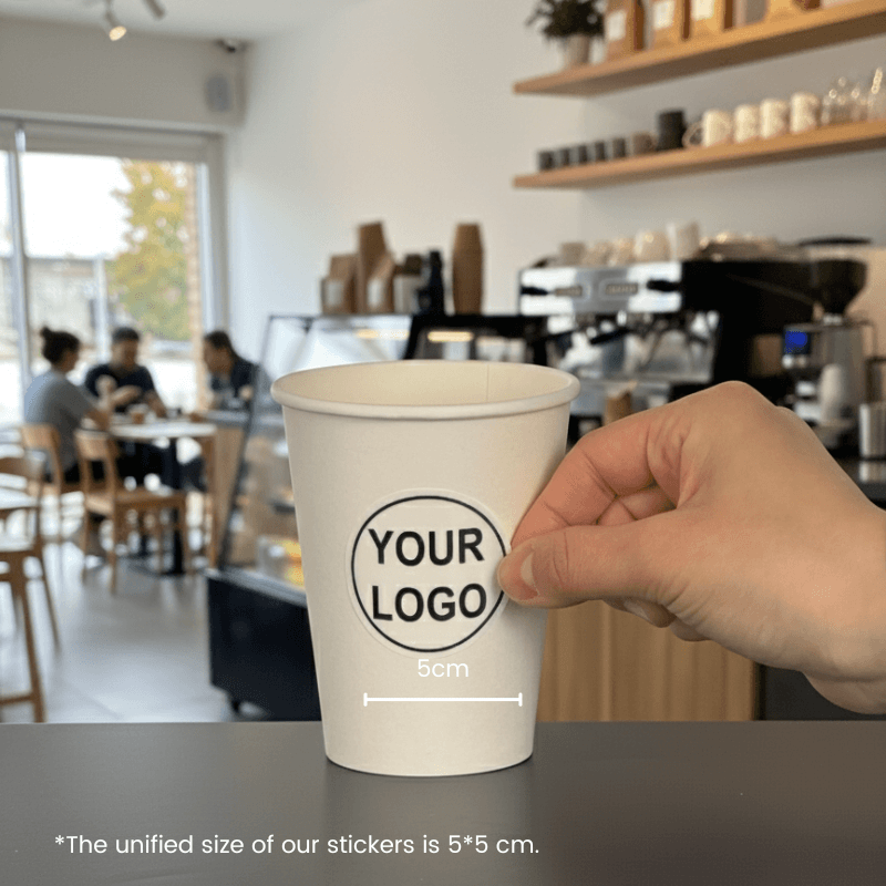 Starter Pack Blank Paper Cups + Logo Stickers Bundle (8oz / 10oz / 12oz / 16oz – Single Wall / Double Wall) - ecoaralon
