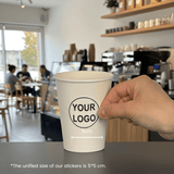 Starter Pack Blank Paper Cups + Logo Stickers Bundle (8oz / 10oz / 12oz / 16oz – Single Wall / Double Wall) - ecoaralon