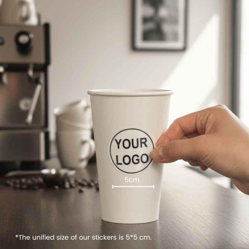 Starter Pack Blank Paper Cups + Logo Stickers Bundle (8oz / 10oz / 12oz / 16oz – Single Wall / Double Wall) - ecoaralon